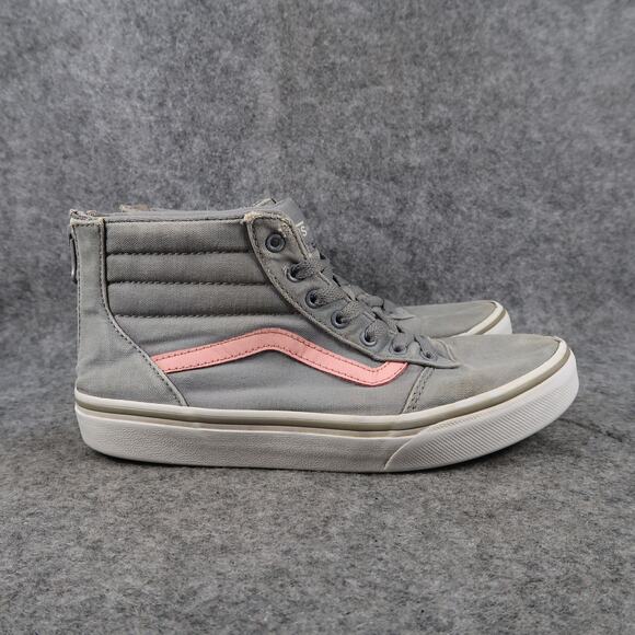 Vans Shoes Kids Missy 4 Sneakers Sk8 Hi Canvas Lace Up Zip Skate Casual Gray - Picture 1 of 12